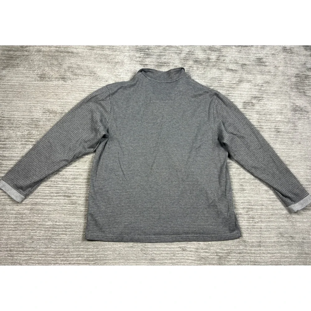 Haggar Pullover Mens XL Grey Houndstooth Quarter Zip Mock Neck Cotton Blend